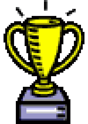 Pixel Art Gold Trophy on Blue Base