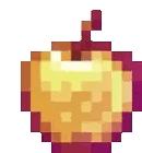 Pixel Art Golden Apple with Red Stem