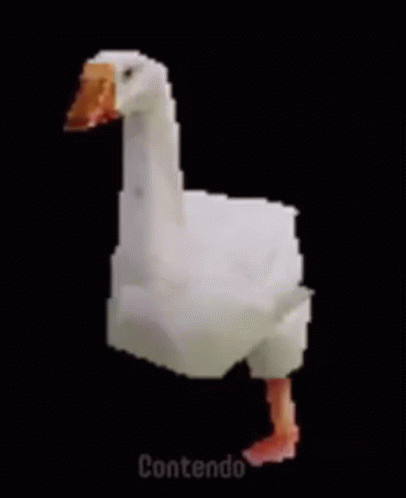Pixel Art Goose Walking on Hind Legs