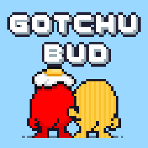 Pixel Art Gotchu Bud With Red and Yellow Character