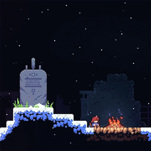 Pixel Art Grave and Fire