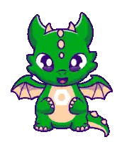 Pixel Art Green Dragon with Wings and Horns