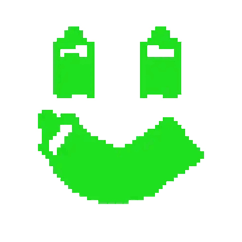 Pixel Art Green Face with Yellow Star