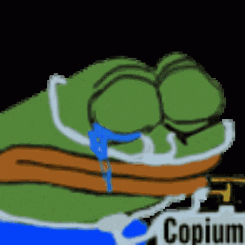 Pixel Art Green Frog Crying Copium