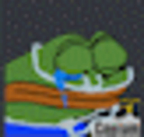 Pixel Art Green Frog on Blue and White Cooler