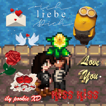 Pixel Art Greeting Card Ich Lieben Dich Love You Kiss Kiss