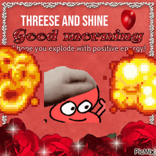 Pixel Art Greeting Card Saying Threese and Shine Good Morning