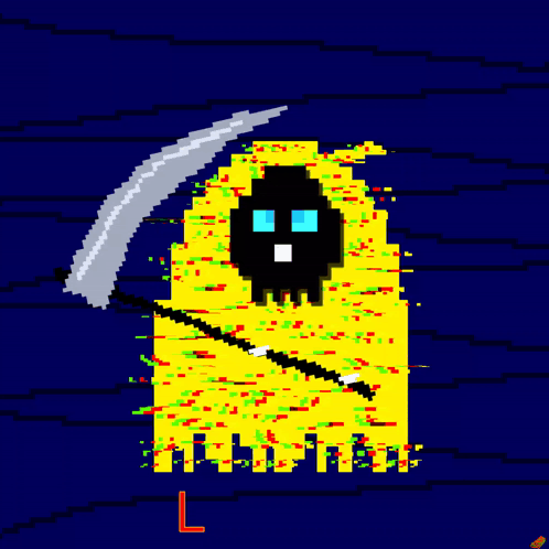 Pixel Art Grim Reaper With Scythe GIF