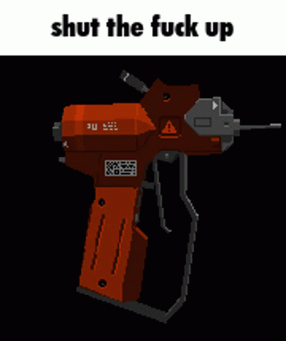 Pixel Art Gun Saying Shut The Fuck Up