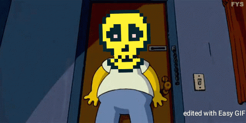 Pixel Art Homer Simpson With Skull on Head