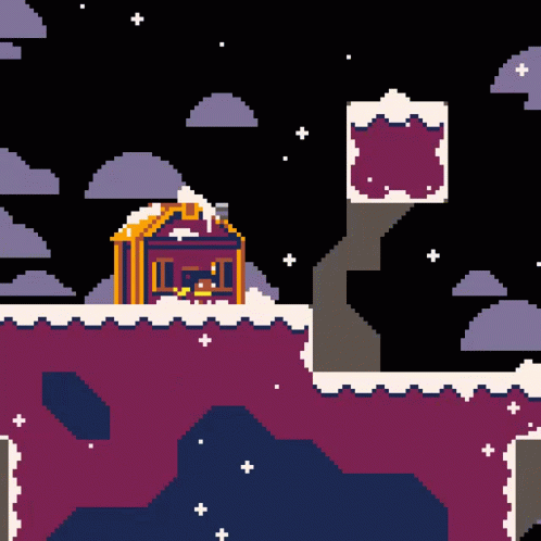 Pixel Art House With Snow