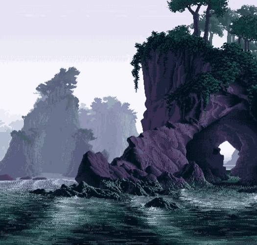 Pixel Art Island Rock Formation GIF