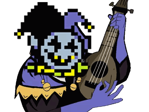 Pixel Art Jester Holding Ukulele