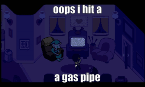 Pixel Art Living Room Oops I Hit a Gas Pipe