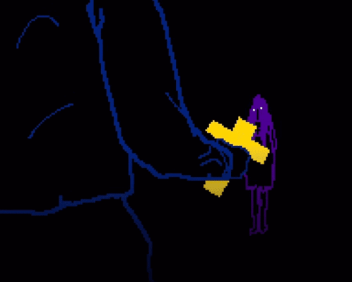 Pixel Art Man and Woman Hugging in the Dark