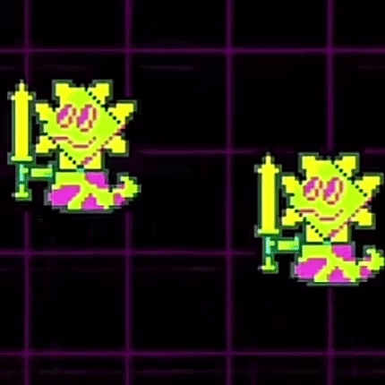 Pixel Art Man Before Rainbow of Colored Objects