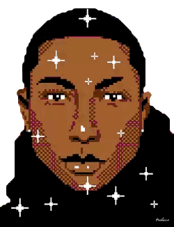 Pixel Art Man Face With Stars