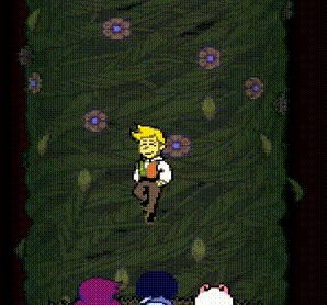 Pixel Art Man Flying Through Air