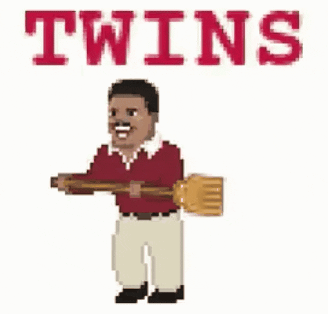Pixel Art Man Holding Baseball Bat with Twins
