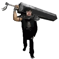 Pixel Art Man Holding Large Sword