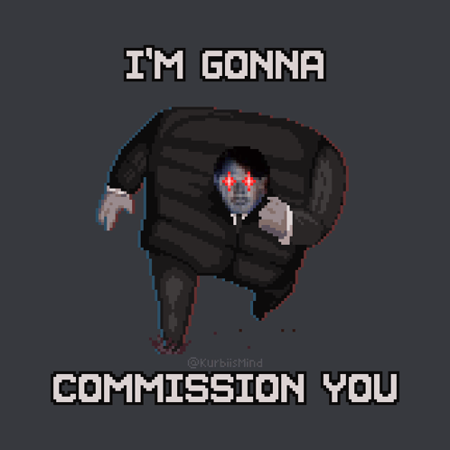 Pixel Art Man in Suit with Red Eyes