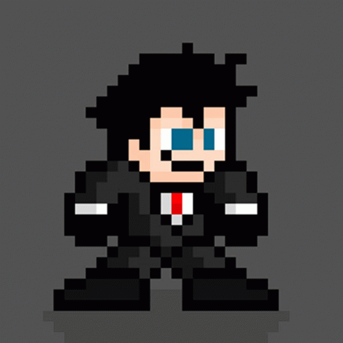 Pixel Art Man in Suit With Red Tie