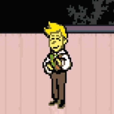 Pixel Art Man Standing on Pink Floor