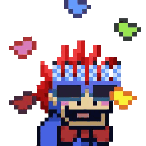 Pixel Art Man Wearing Sunglasses and Crown