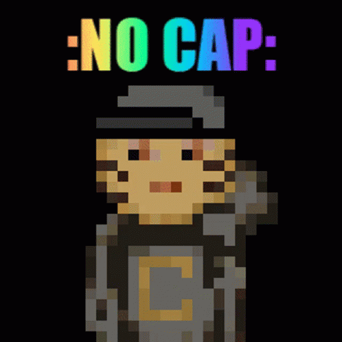 Pixel Art Man With Backpack Saying No Cap