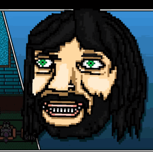 Pixel Art Man With Beard and Green Eyes