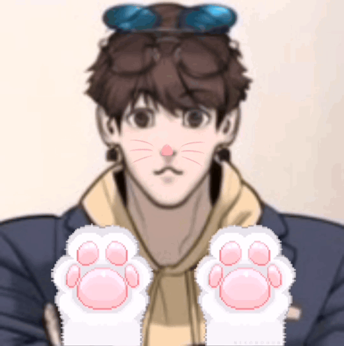Pixel Art Man With Cat Ears and Paws