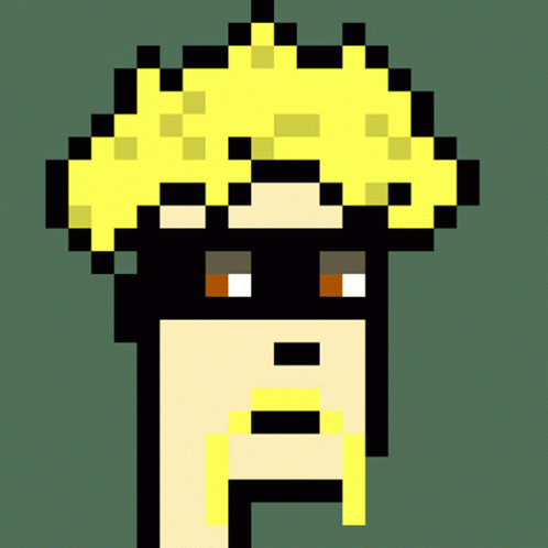 Pixel Art Man with Mask and Yellow Wig