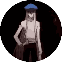 Pixel Art Man with White Hair and Blue Hat