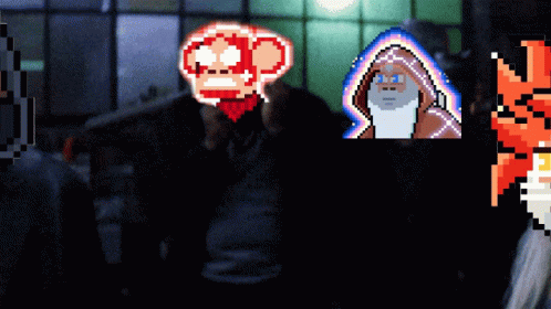 Pixel Art Monkey and Tiger
