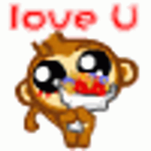 Pixel Art Monkey Crying I Love U GIF