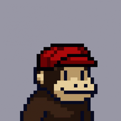 Pixel Art Monkey with Red Hat