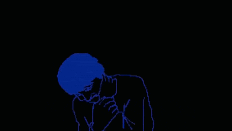 Pixel Art Monster White Face Red Background