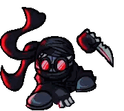 Pixel Art Ninja with Red Eyes and Scarf
