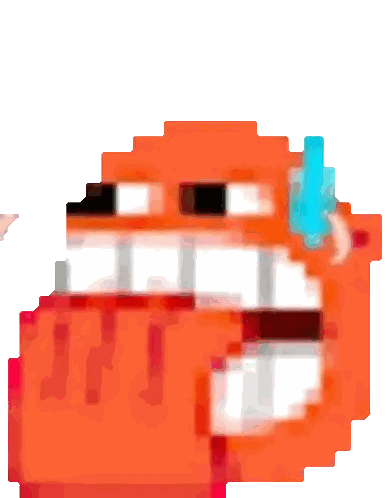 Pixel Art Orange Face With Blue Tear