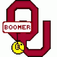Pixel Art OU Logo With Yellow Smiley Face GIF
