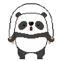 Pixel Art Panda Jumping Rope