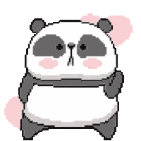 Pixel Art Panda Next to Pink Heart