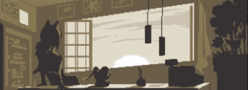 Pixel Art Person At Window Saying A GIF