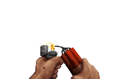 Pixel Art Person Holding Dynamite and Lighter