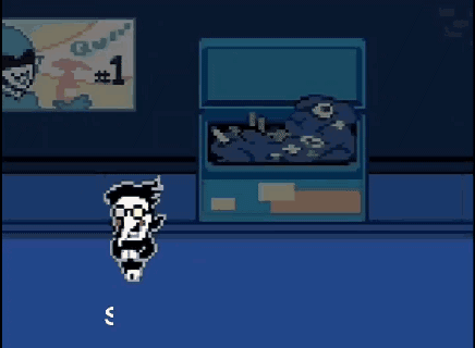 Pixel Art Person Next To Box Saying So No Deltarune GIF