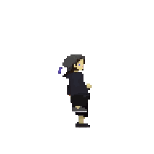 Pixel Art Person Running with Note