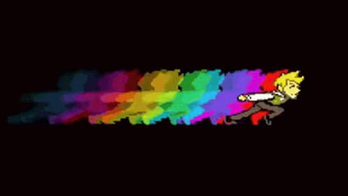 Pixel Art Person Running With Rainbow