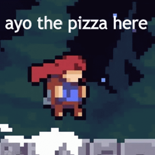 Pixel Art Person Saying Ayo the Pizza Here
