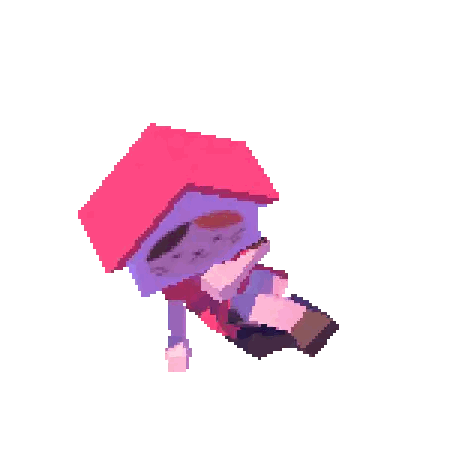 Pixel Art Person Sitting Under Red Roof