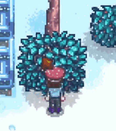 Pixel Art Person Standing in Front of Tree